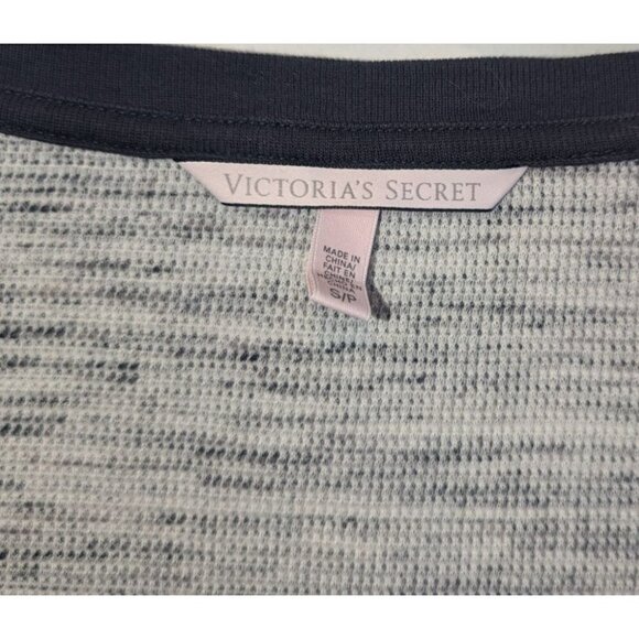 Victoria's Secret Women's Long Sleeve Henley Top Heather Blue Grey Small - Picture 4 of 5